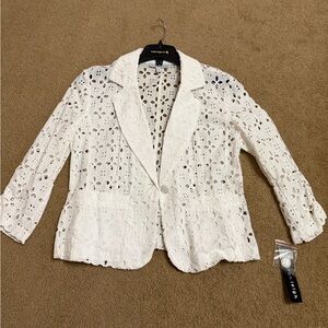 Madison Leigh White Eyelet Lace Blazer
